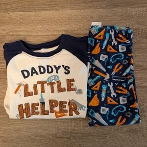 Kids Pajama Set - Navy and White 'Daddy's Little Helper'